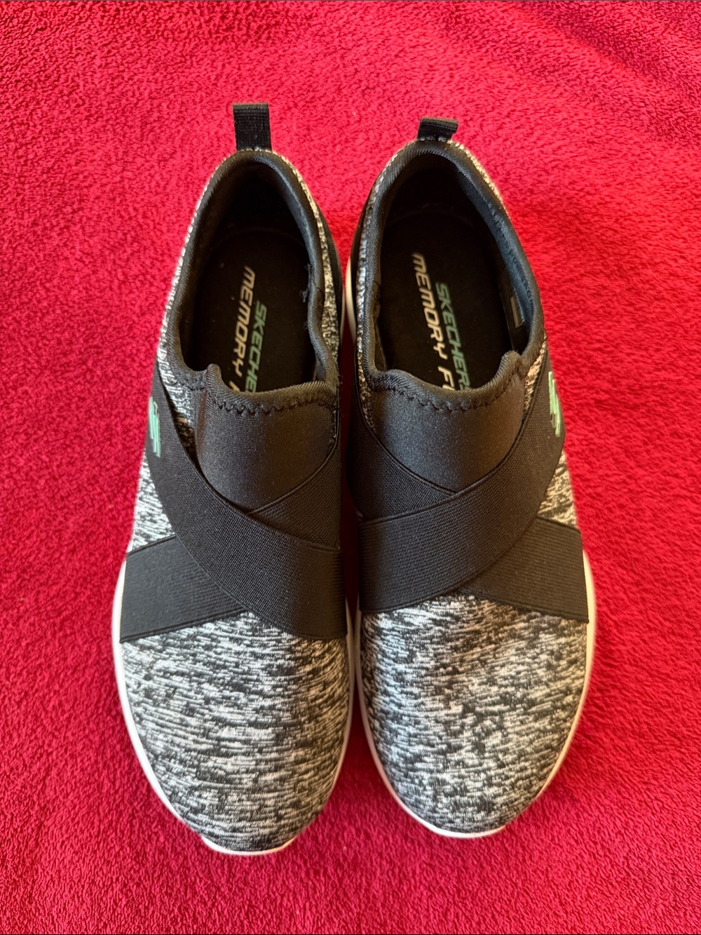 Skechers Black Gray Knit Slip-On Sneakers